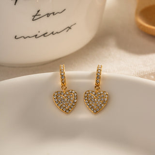 DIAMOND HEART EARRINGS GOLD