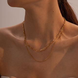 DOT DOUBLE CHAIN ​​NECKLACE GOLD