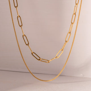 DOT DOUBLE CHAIN ​​NECKLACE GOLD