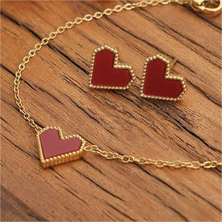 LOVE RED HEART OHRRINGE GOLD