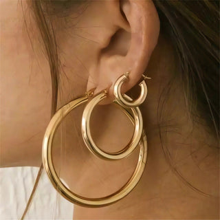 SIMPLE HOOP OHRRINGE GOLD 30MM