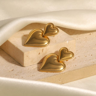 Sophie Double Heart Earrings Gold