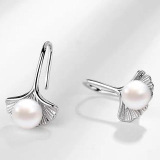 LEAF PEARL EARRINGS S925 SILVER