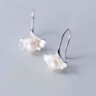 LEAF PEARL EARRINGS S925 SILVER