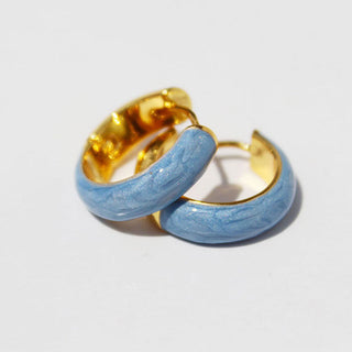 BLUE HOOP EARRINGS GOLD