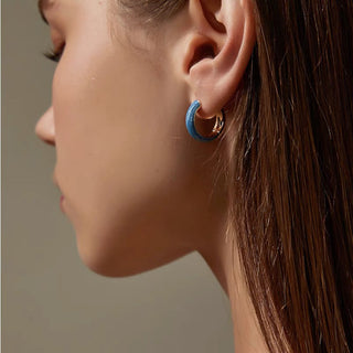 BLUE HOOP EARRINGS GOLD