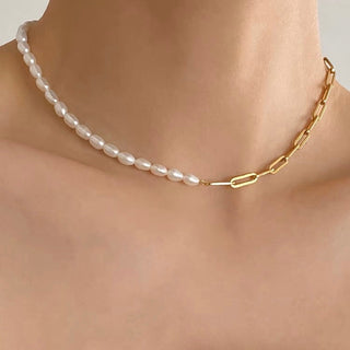 CHAIN ​​PEARL NECKLACE GOLD