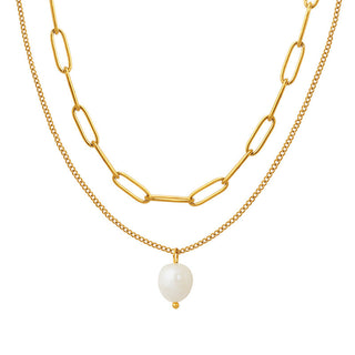 layer-pearl-chain-halskette-gold