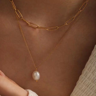 LAYER PEARL CHAIN HALSKETTE GOLD