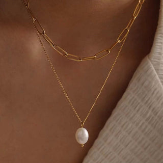 LAYER PEARL CHAIN ​​NECKLACE GOLD