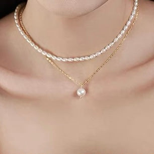 LAYER PEARL NECKLACE GOLD