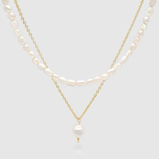 LAYER PEARL NECKLACE GOLD