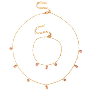 PINK ZIRCON NECKLACE GOLD